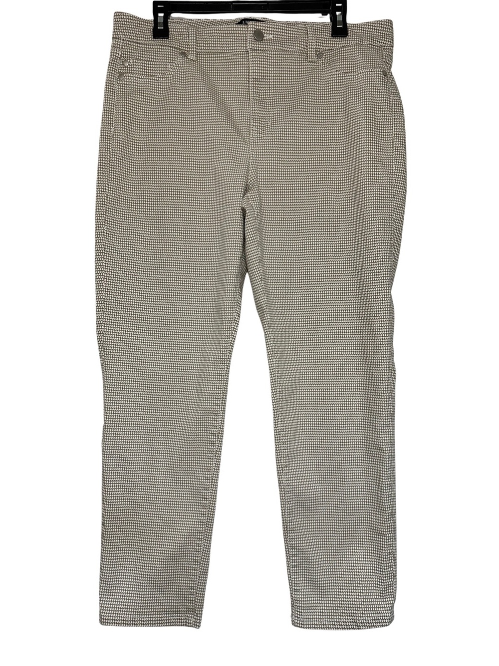 Liverpool NWOT Houndstooth Tan & Cream Straight Leg Jeans 12